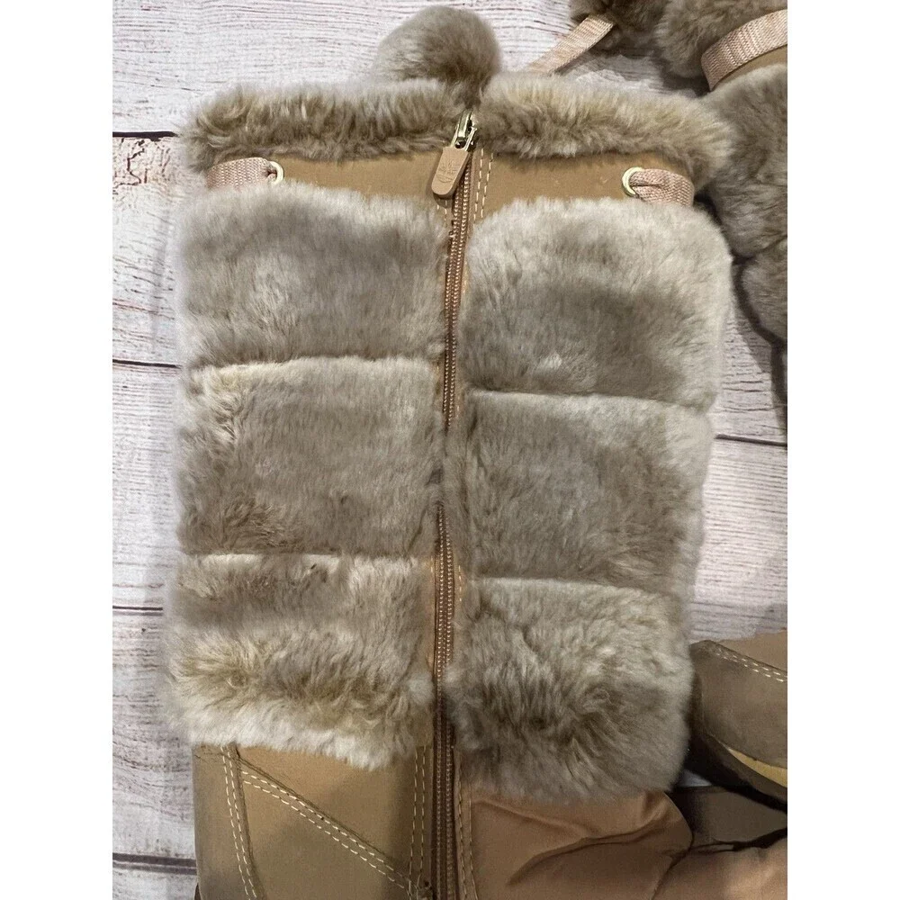 Timberland Junior Big Kid Winterberry Tall Fur Medium Boot Wheat Size 2